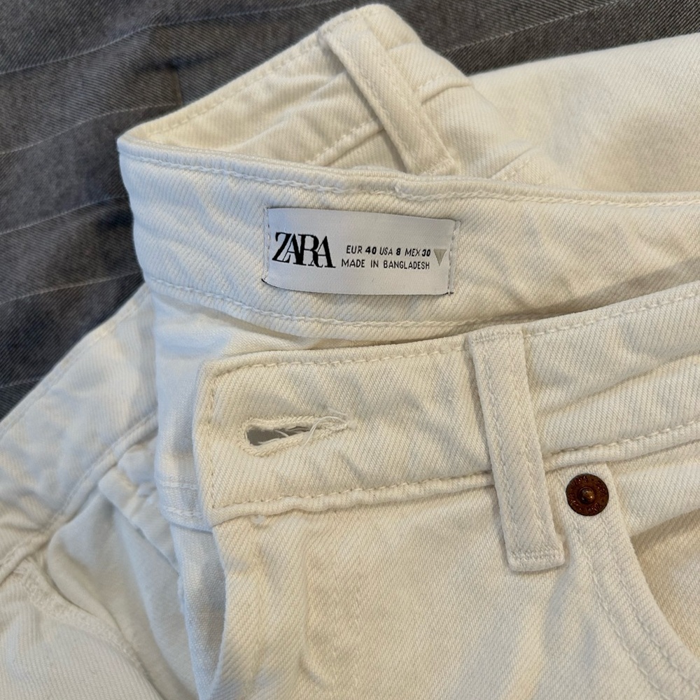 Zara Off-White Denim Pants - Picture 6 of 6